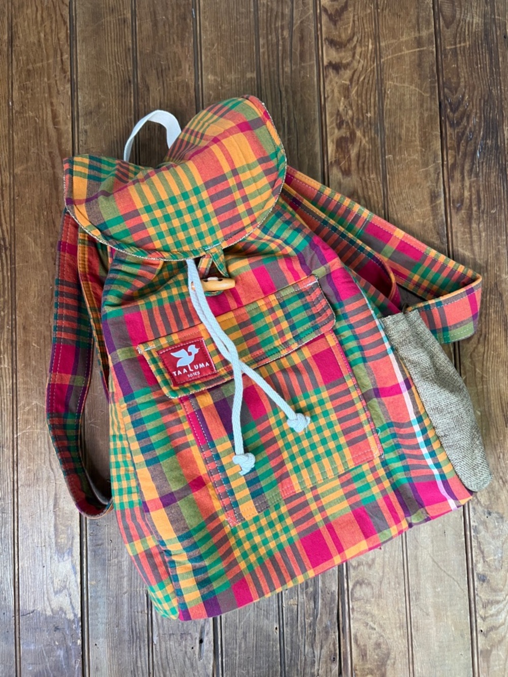 Taaluma Totes backpack Multicolor Plaid Cotton Backpack - NWOT